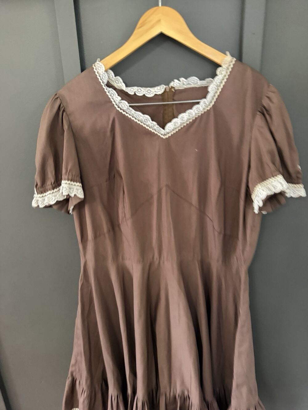Kate Schorer Originals Line Dancing Dress Brown Lace Best Large Women’s Vintage